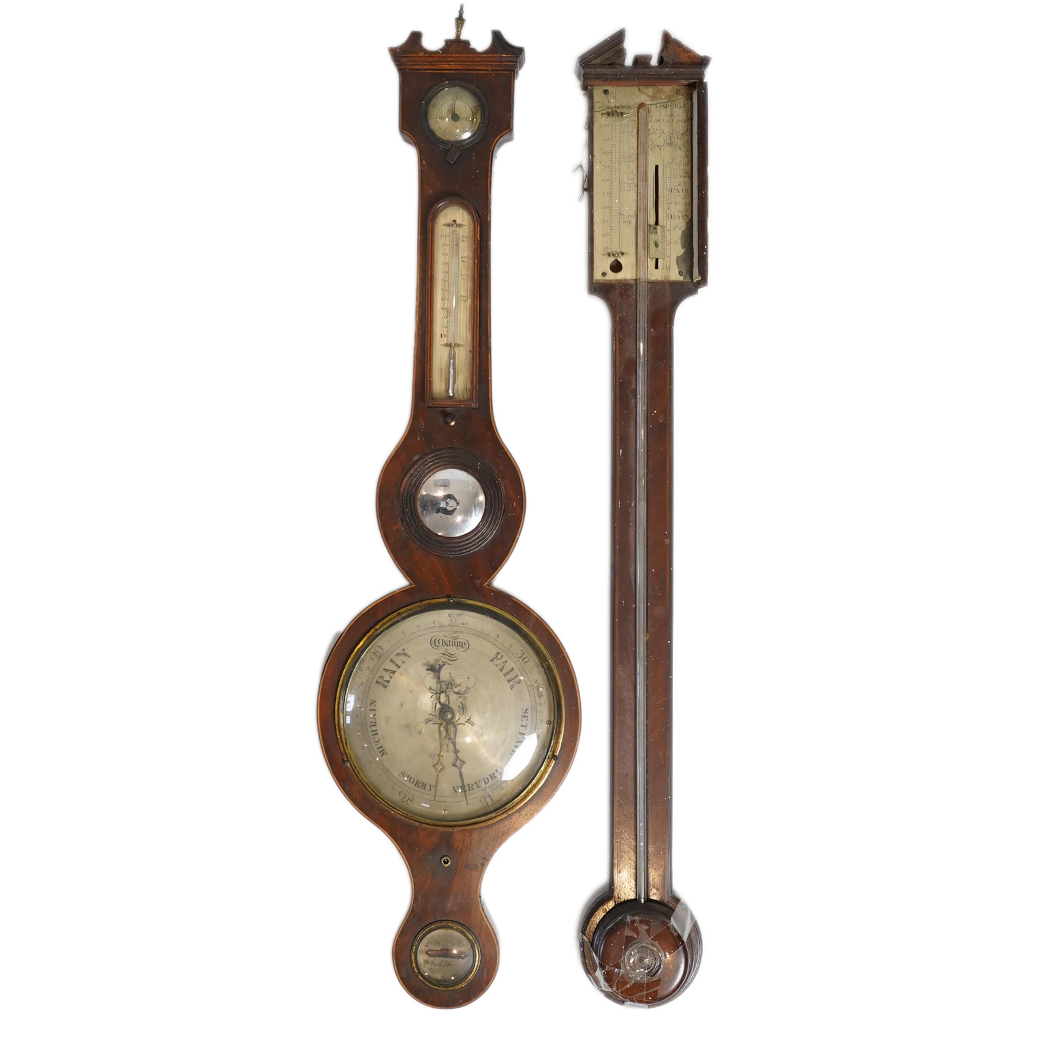 A George III mahogany stick barometer signed Garoe & Co. Edinburgh